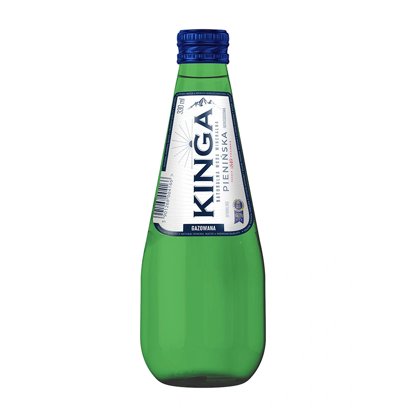 www.PARTNERPAPES.pl - Woda mineralna Kinga Pienińska gazowana, 330 ml, butelka szklana, zgrzewka 12 szt