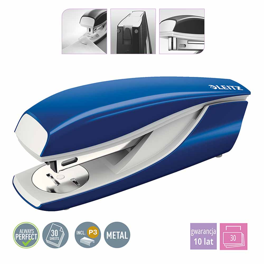www.PARTNERPAPES.pl - Zszywacz Leitz WOW NeXXT 5502, do 30 kartek niebieski