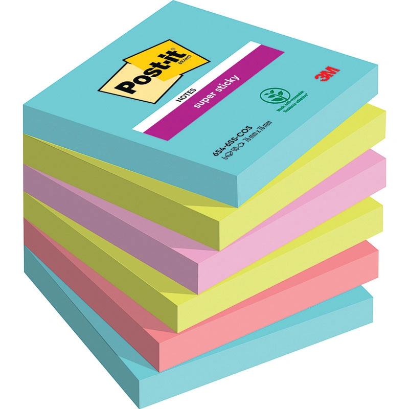 www.PARTNERPAPES.pl - Karteczki samoprzylepne Post-it Super Sticky 76 x 76 mm, kolekcja COSMIC (90 kart opak 6 bloczków)