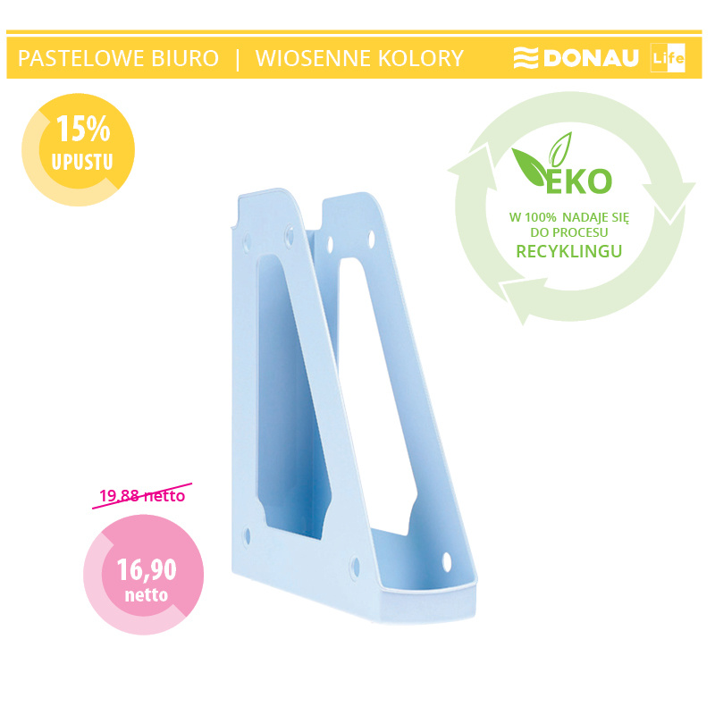 www.PARTNERPAPES.pl - Pojemnik Donau Life na dokumenty A4  pastelowy niebieski