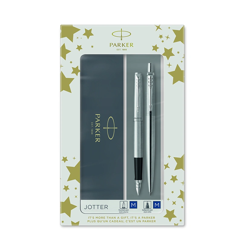 www.PARTNERPAPES.pl - Zestaw Parker Jotter Stainless Steel stalowy CT (pióro wieczne + długopis)