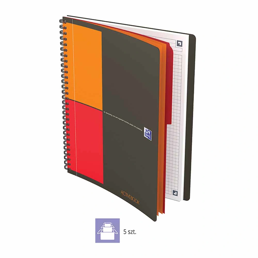 www.PARTNERPAPES.pl - Kołonotatnik Oxford Activebook A4+/80k krata, okładka PP