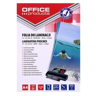 www.PARTNERPAPES.pl - Folia laminacyjna antystatyczna błyszcząca, 100 szt. A4, 216 x 303 mm, 80mic a"100 Office Prod. 20325415-90