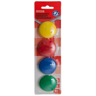 Magnesy Okrągłe do Tablic 40mm, 4szt., Mix Kolorów • Partner