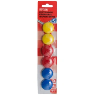 www.PARTNERPAPES.pl - Magnesy do tablic OFFICE PRODUCTS, okrągłe,średnica Q30mm a"6szt 20132319-99 mix kolor