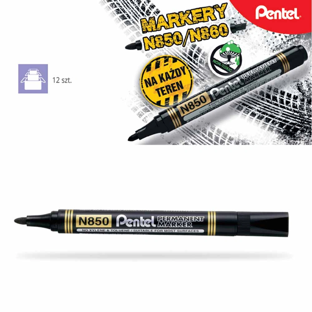 www.PARTNERPAPES.pl - Marker permanentny Pentel N850 czarny, okrągłą końcówka
