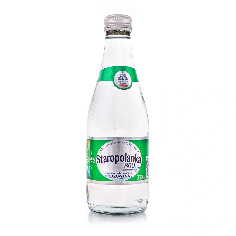 www.PARTNERPAPES.pl - Woda mineralna STAROPOLANKA 800 gazowana, 330 ml, butelka szklana, zgrzewka 12 szt