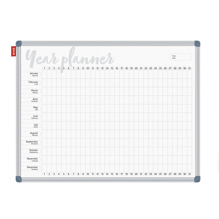www.PARTNERPAPES.pl - Planer MemoBe roczny w ramie aluminiowej Classic wymiary: 120 x 90 cm
