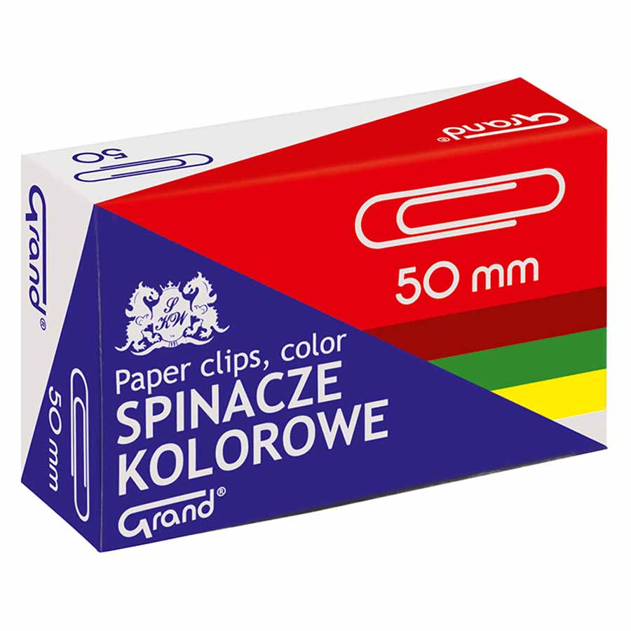 www.PARTNERPAPES.pl - Spinacze metalowe kolorowe Grand okrągłe, 50mm, powlekane kolorowym PCV, opak. 50 szt.
