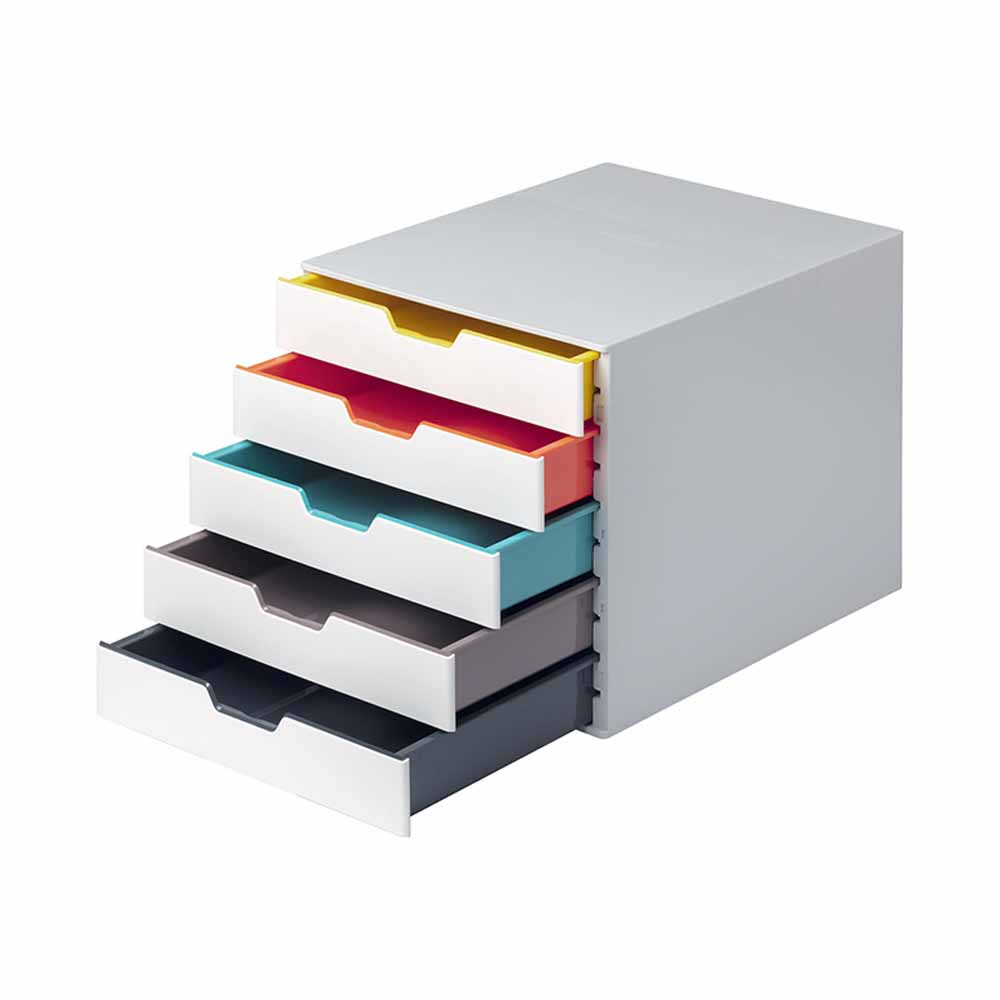 www.PARTNERPAPES.pl - Pojemnik z szufladami Durable VARICOLOR 5 szuflad, obudowa w kolorze białym