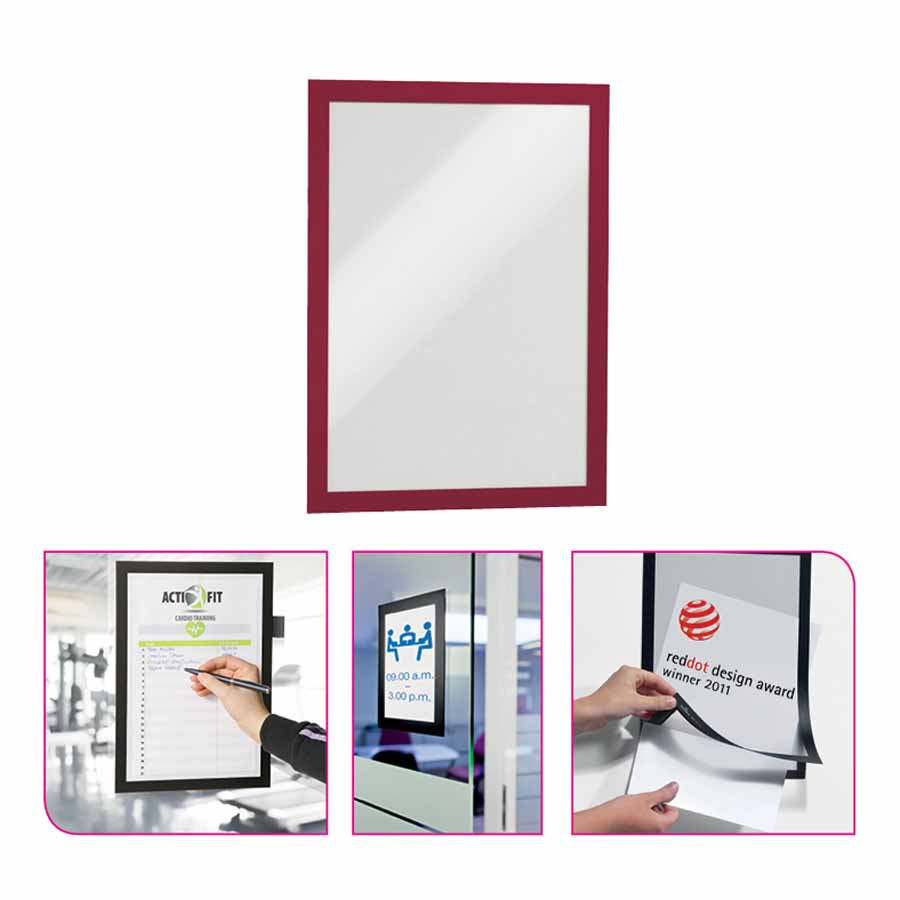 www.PARTNERPAPES.pl - Ramka samoprzylepna magnetyczna Duraframe / 2 szt. A4 czerwona
