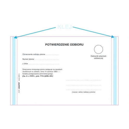 www.PARTNERPAPES.pl - Zwrotne potwierdz.odbioru KPA A6 a"2000 samoprzylepne, z perforacją KPA-5S/5624