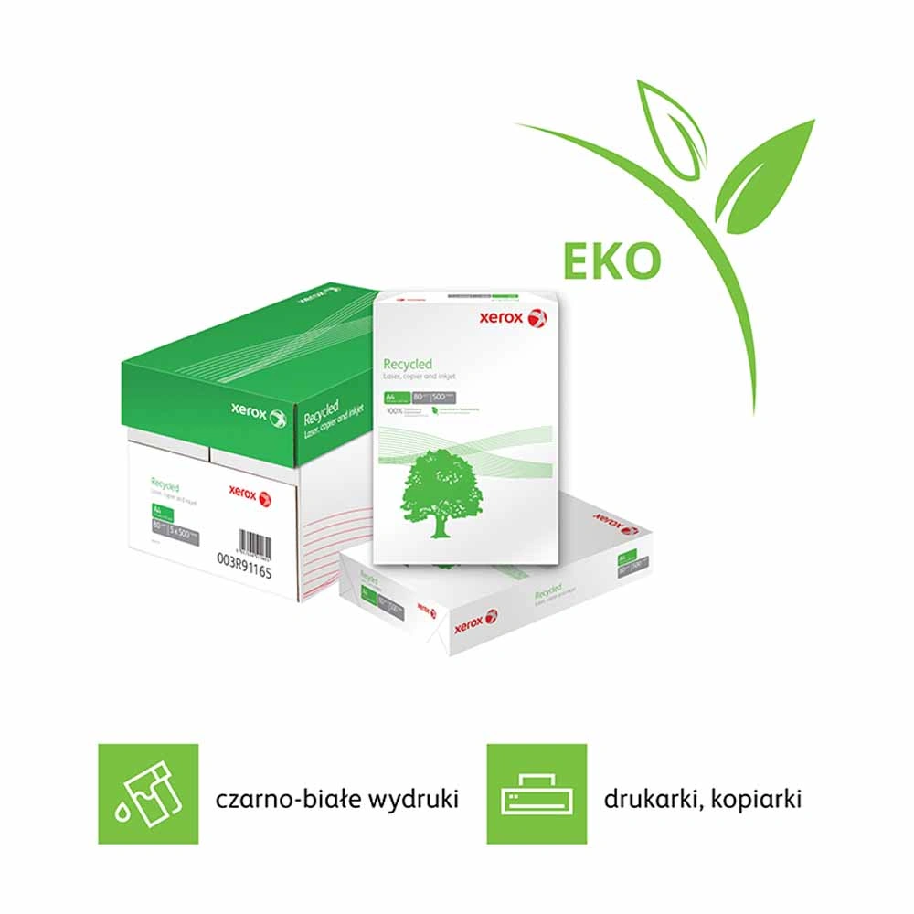 www.PARTNERPAPES.pl - Papier ekologiczny XEROX RECYCLED do drukarek i kopiarek A4, 80g, 500 ark. (karton = 5 ryz x 500 ark.)