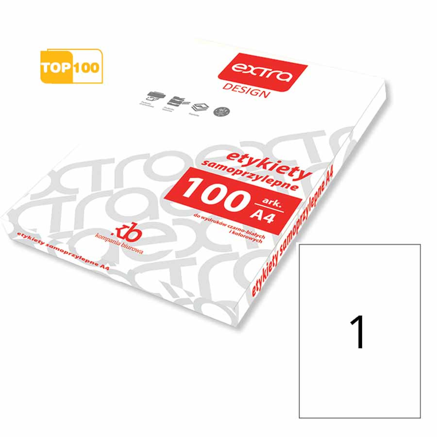 www.PARTNERPAPES.pl - Etykiety samoprzylepne uniwersalne A4 Extra Opak.100 ark., 210x297 mm / 1 etykieta na ark