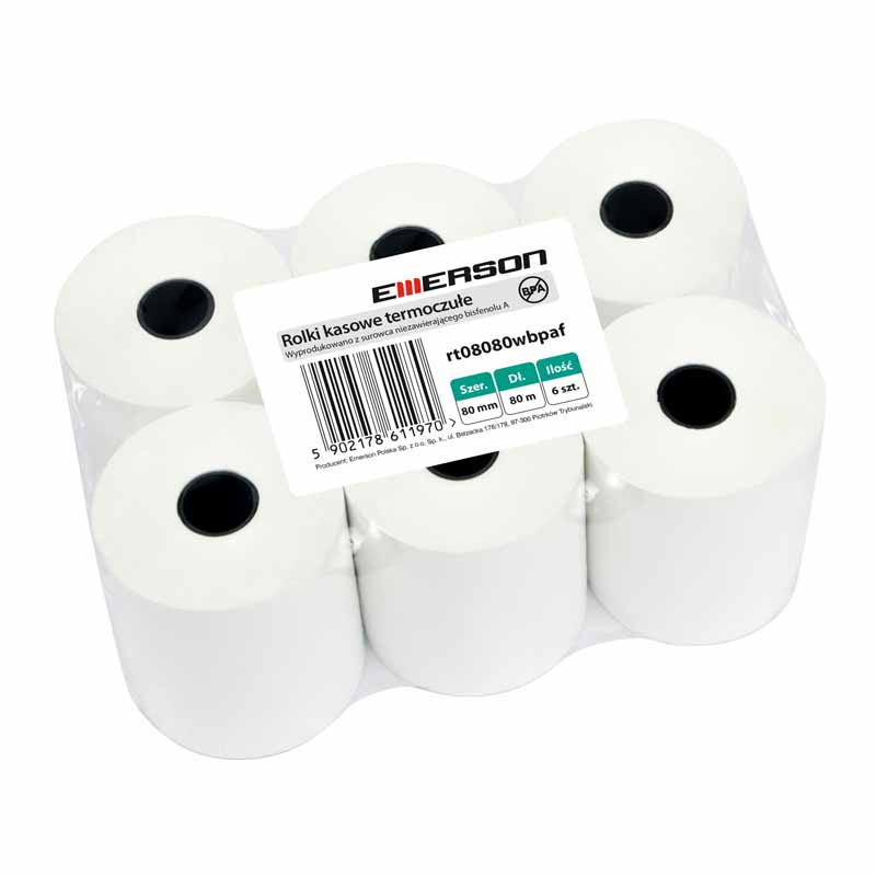 www.PARTNERPAPES.pl - Rolki termiczne Emerson BPA FREE 80mm 80mm x 80m, opak. 6 szt.