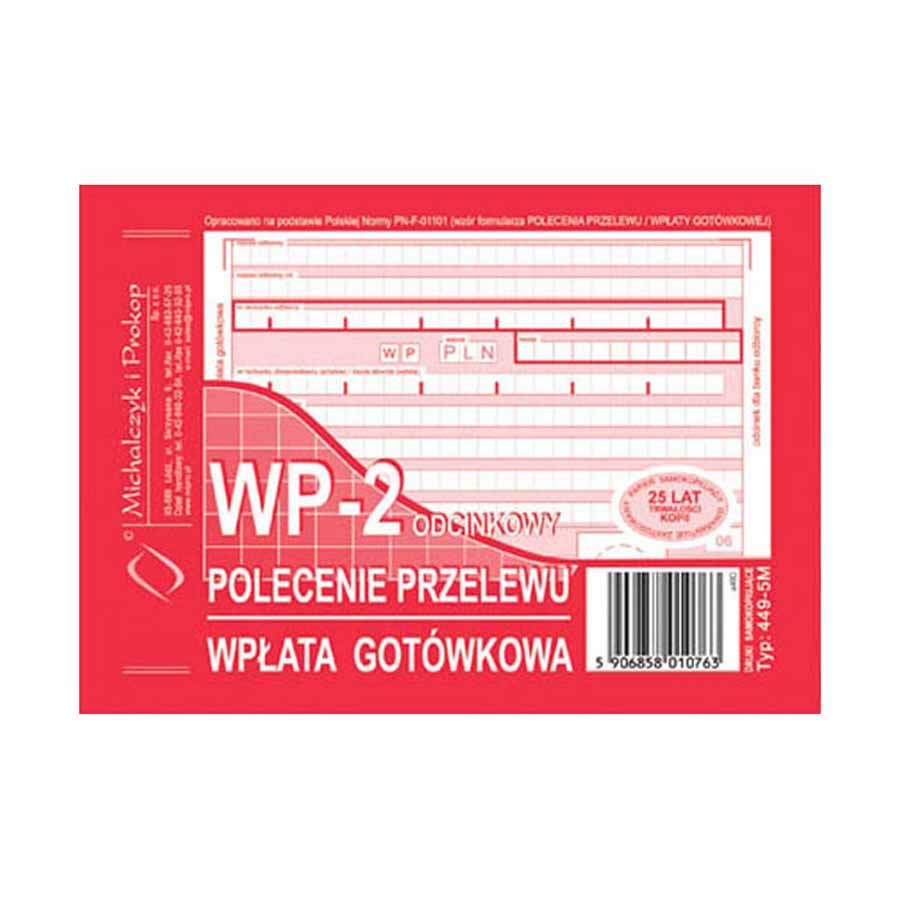 www.PARTNERPAPES.pl - Polecenie przelewu/wpłata gotówkowa A6/80k (oryg.+1k), 4-odc., samokopoia
