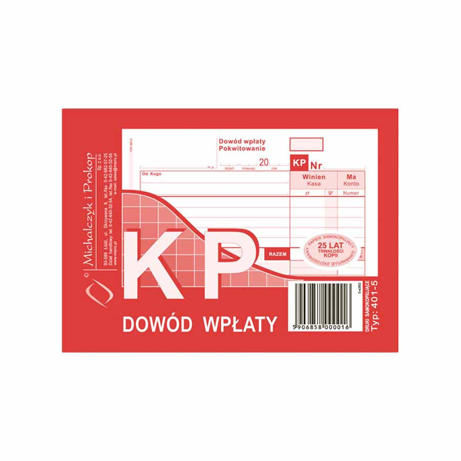www.PARTNERPAPES.pl - KP Dowód wpłaty A6/80k, wielokopia