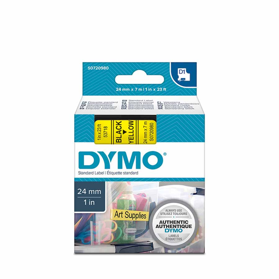 www.PARTNERPAPES.pl - Taśma Dymo D1 24mm 24 mm/ 7 m czarno/żółta