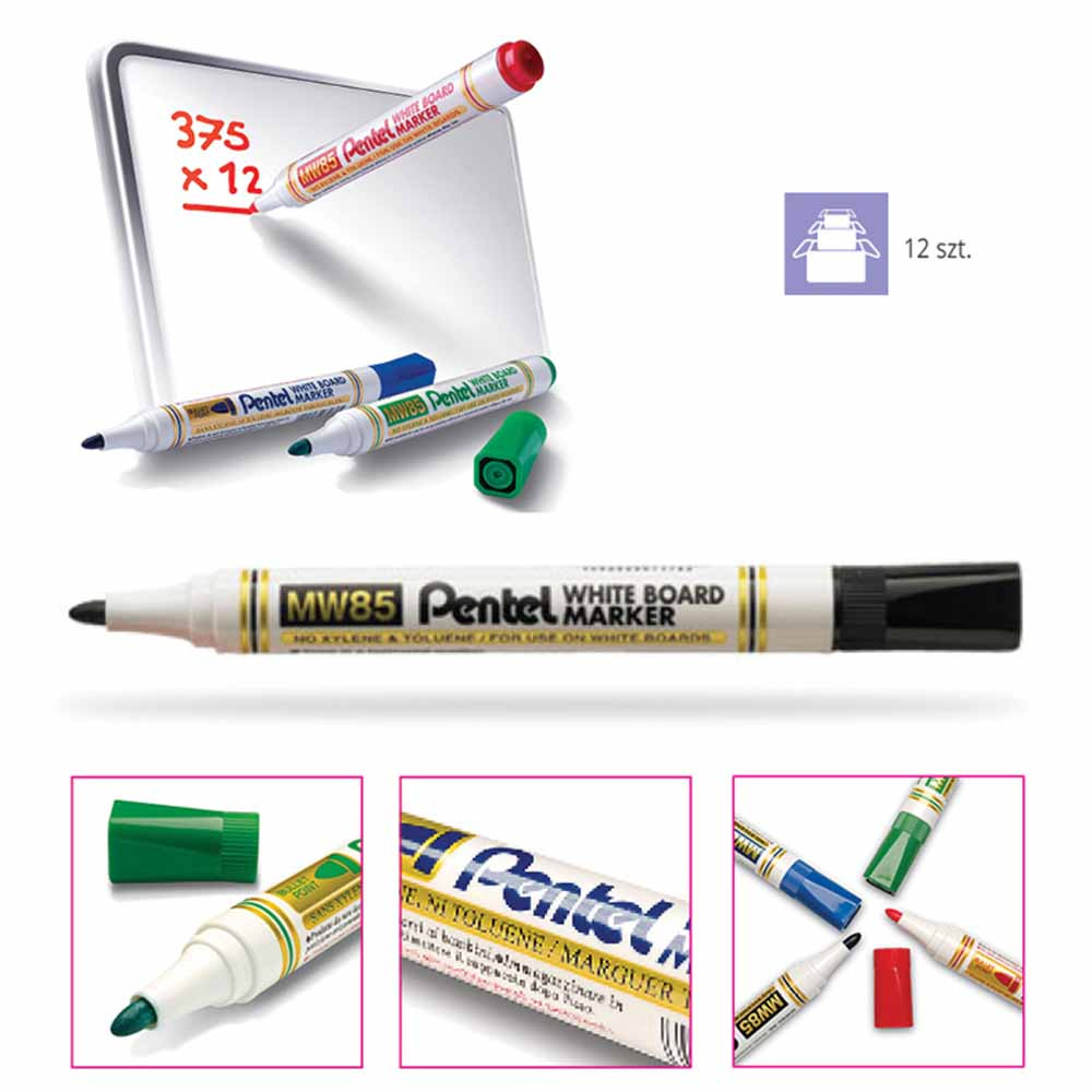 www.PARTNERPAPES.pl - Marker Pentel MW85 do tablic suchościeralnych czarny