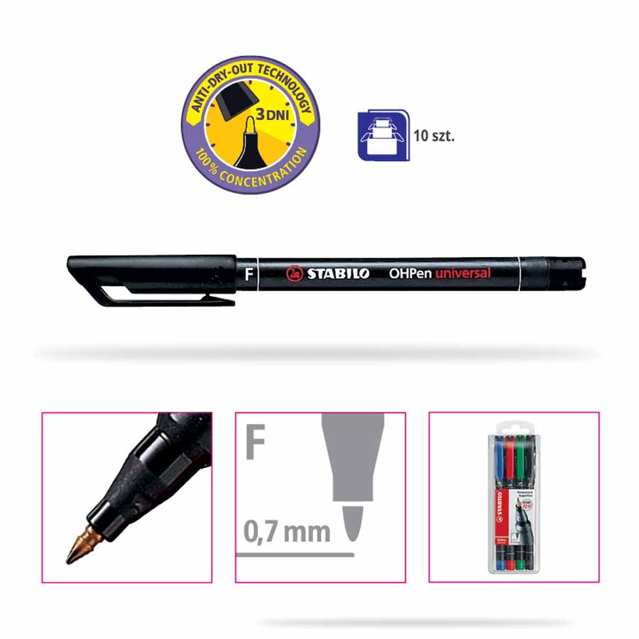 www.PARTNERPAPES.pl - Foliopis STABILO OHPen F 0,7mm, kpl.4 szt