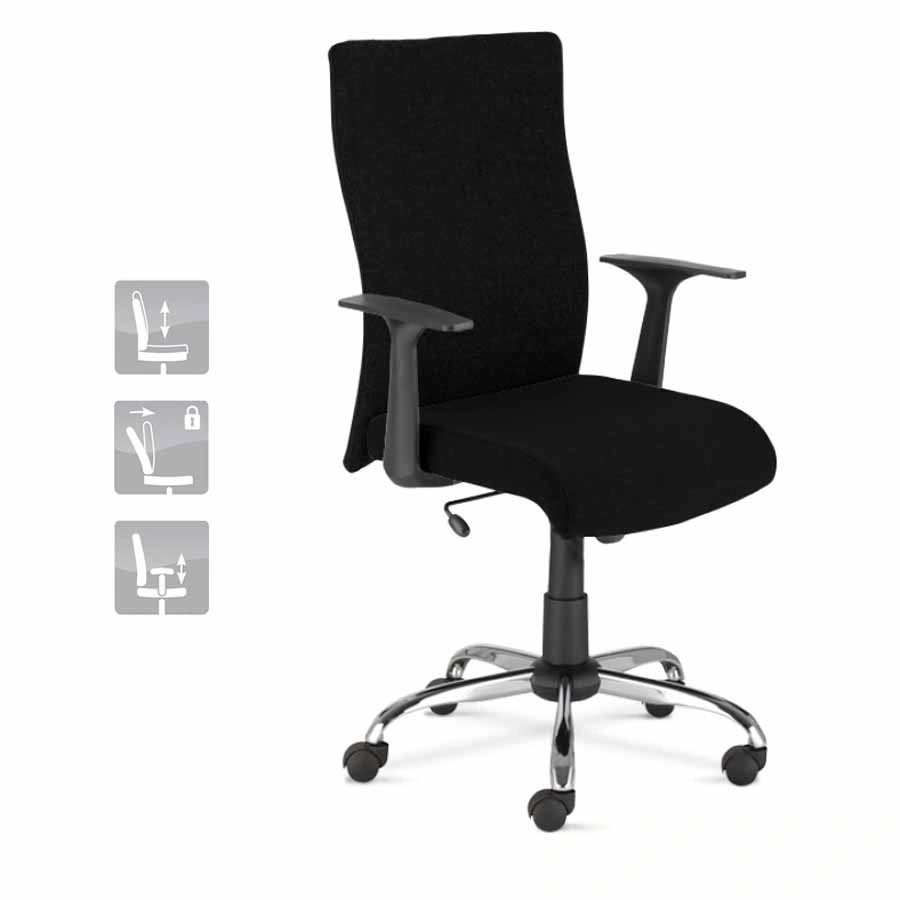 www.PARTNERPAPES.pl - Krzesło obrotowe WILLIAM R STEEL tkanina czarna EF-019