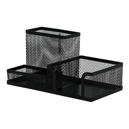 www.PARTNERPAPES.pl - Przybornik na biurko metal siatka 3komorowy czarny 83-110009