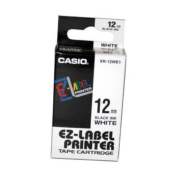 www.PARTNERPAPES.pl - taśma do druk. CASIO 12mm XR-12WE1  (Black Ink White) EZ-Label printer KL-7000